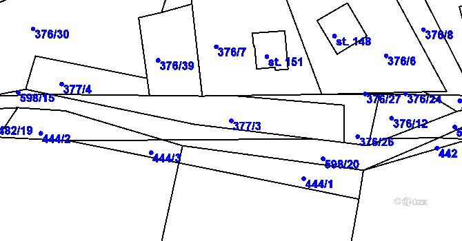 Parcela st. 377/3 v KÚ Kyjov u Havlíčkova Brodu, Katastrální mapa