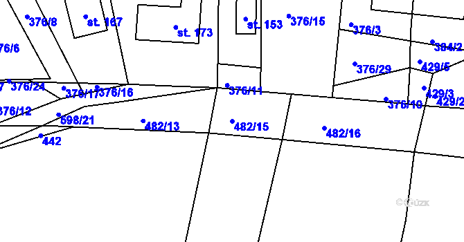 Parcela st. 482/15 v KÚ Kyjov u Havlíčkova Brodu, Katastrální mapa