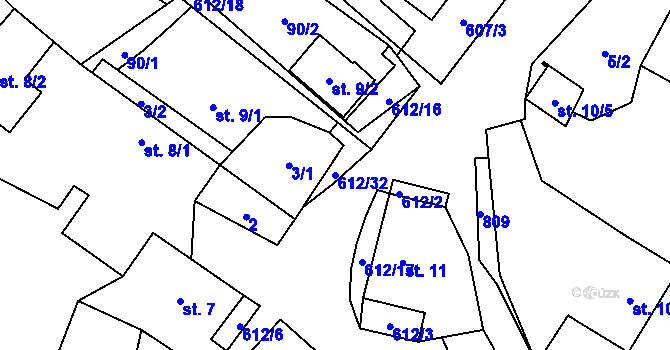 Parcela st. 612/32 v KÚ Kyjov u Havlíčkova Brodu, Katastrální mapa