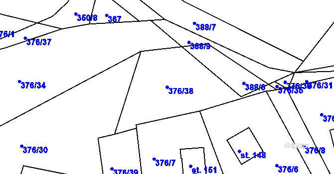 Parcela st. 376/38 v KÚ Kyjov u Havlíčkova Brodu, Katastrální mapa