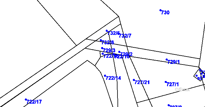 Parcela st. 722/16 v KÚ Kyjov u Havlíčkova Brodu, Katastrální mapa