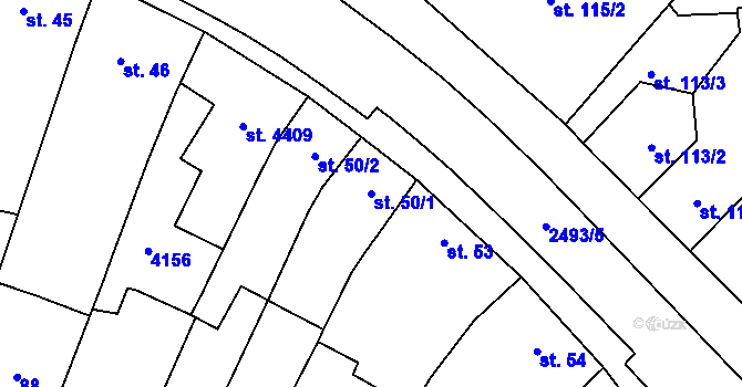 Parcela st. 50/1 v KÚ Kyjov, Katastrální mapa