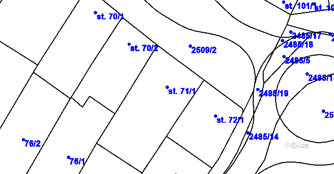 Parcela st. 71/1 v KÚ Kyjov, Katastrální mapa