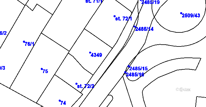 Parcela st. 72/3 v KÚ Kyjov, Katastrální mapa