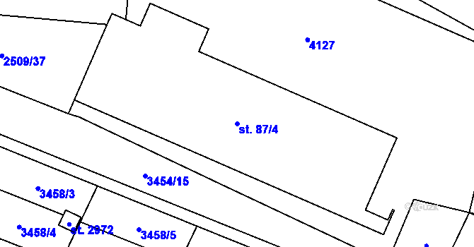 Parcela st. 87/4 v KÚ Kyjov, Katastrální mapa