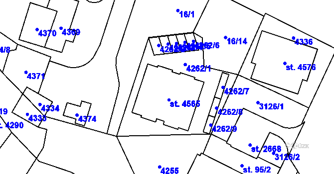 Parcela st. 95/4 v KÚ Kyjov, Katastrální mapa
