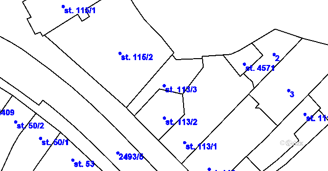 Parcela st. 113/3 v KÚ Kyjov, Katastrální mapa
