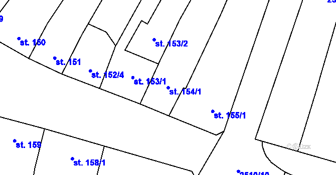 Parcela st. 154/1 v KÚ Kyjov, Katastrální mapa