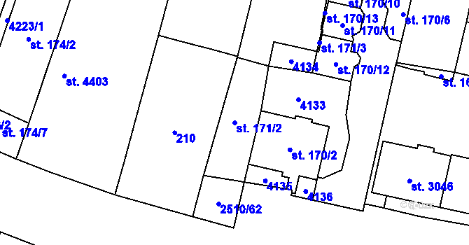 Parcela st. 171/2 v KÚ Kyjov, Katastrální mapa