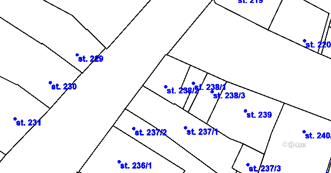 Parcela st. 238/2 v KÚ Kyjov, Katastrální mapa