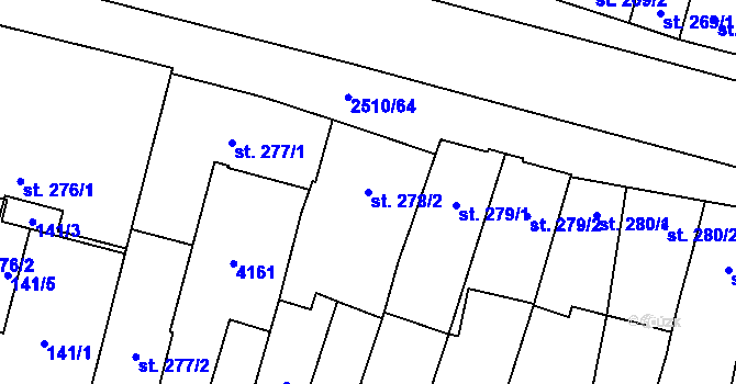 Parcela st. 278/2 v KÚ Kyjov, Katastrální mapa