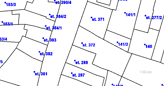 Parcela st. 372 v KÚ Kyjov, Katastrální mapa