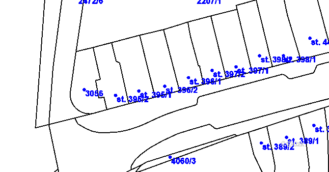 Parcela st. 396/2 v KÚ Kyjov, Katastrální mapa