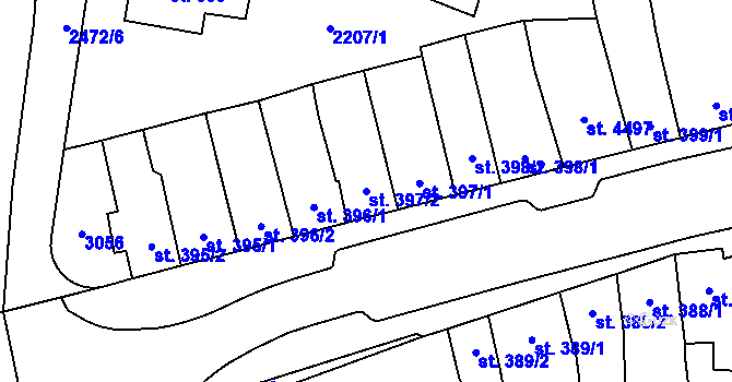 Parcela st. 397/2 v KÚ Kyjov, Katastrální mapa