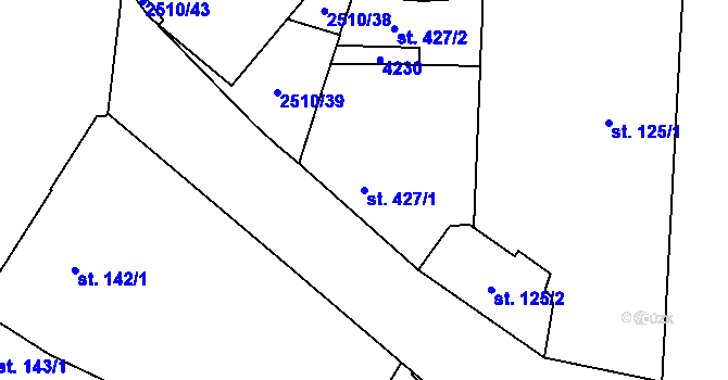 Parcela st. 427/1 v KÚ Kyjov, Katastrální mapa
