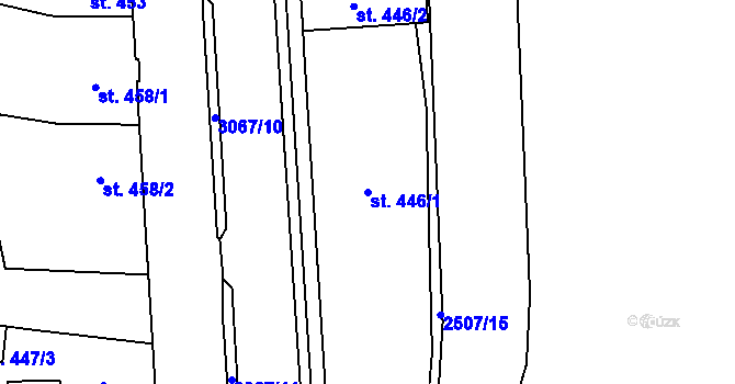 Parcela st. 446/1 v KÚ Kyjov, Katastrální mapa