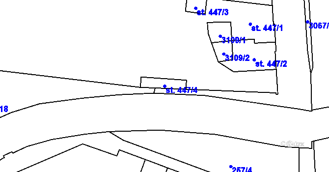 Parcela st. 447/4 v KÚ Kyjov, Katastrální mapa