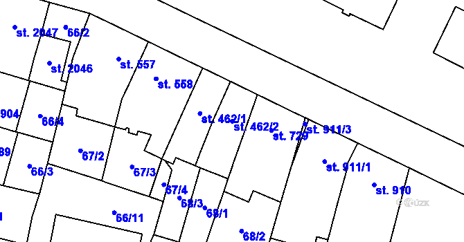 Parcela st. 462/2 v KÚ Kyjov, Katastrální mapa
