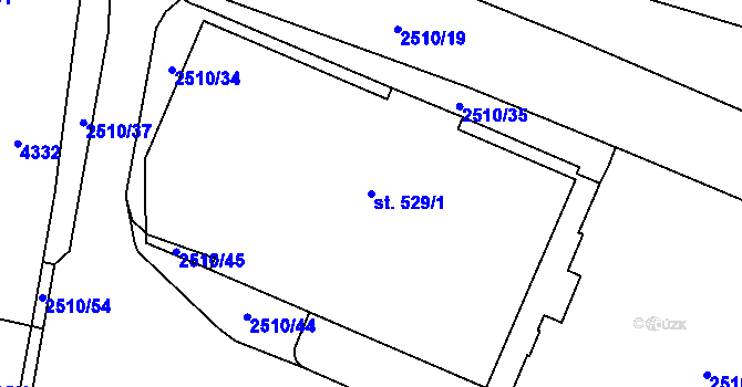 Parcela st. 529/1 v KÚ Kyjov, Katastrální mapa