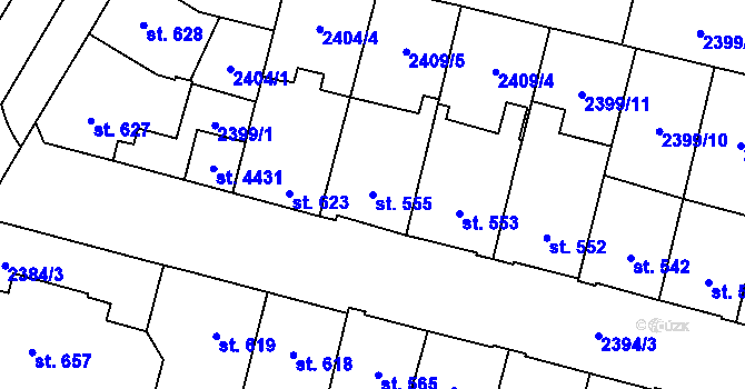 Parcela st. 555 v KÚ Kyjov, Katastrální mapa