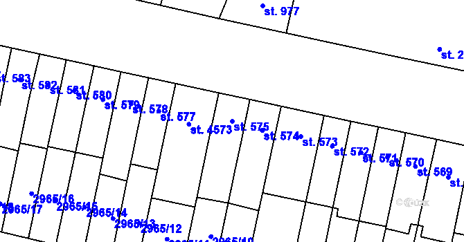 Parcela st. 575 v KÚ Kyjov, Katastrální mapa