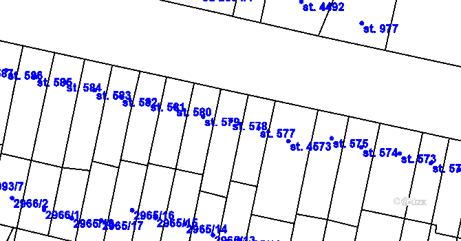 Parcela st. 578 v KÚ Kyjov, Katastrální mapa