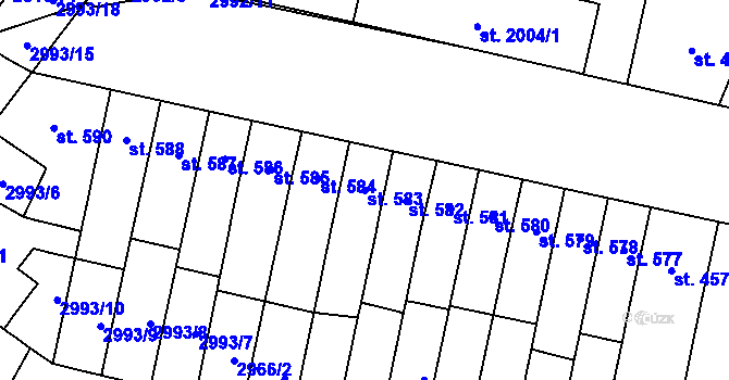 Parcela st. 583 v KÚ Kyjov, Katastrální mapa
