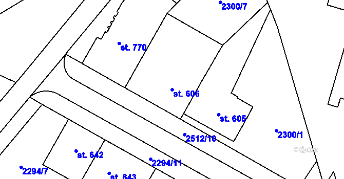 Parcela st. 606 v KÚ Kyjov, Katastrální mapa