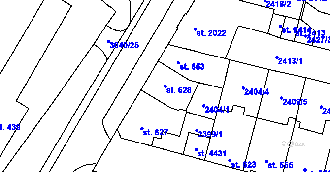 Parcela st. 628 v KÚ Kyjov, Katastrální mapa
