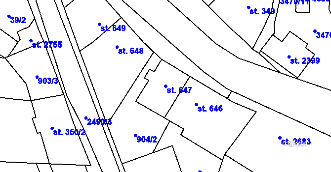 Parcela st. 647 v KÚ Kyjov, Katastrální mapa