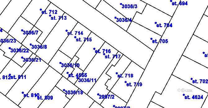 Parcela st. 717 v KÚ Kyjov, Katastrální mapa