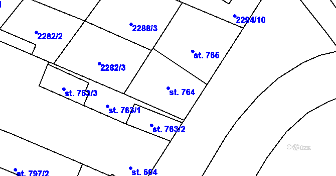 Parcela st. 764 v KÚ Kyjov, Katastrální mapa