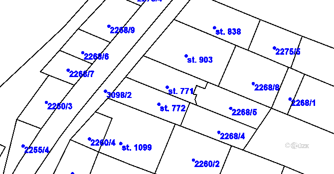 Parcela st. 771 v KÚ Kyjov, Katastrální mapa