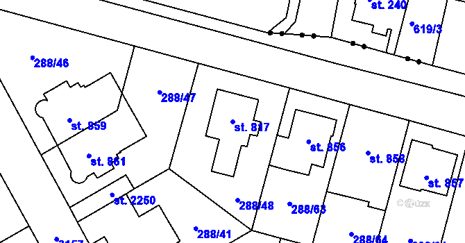 Parcela st. 817 v KÚ Kyjov, Katastrální mapa