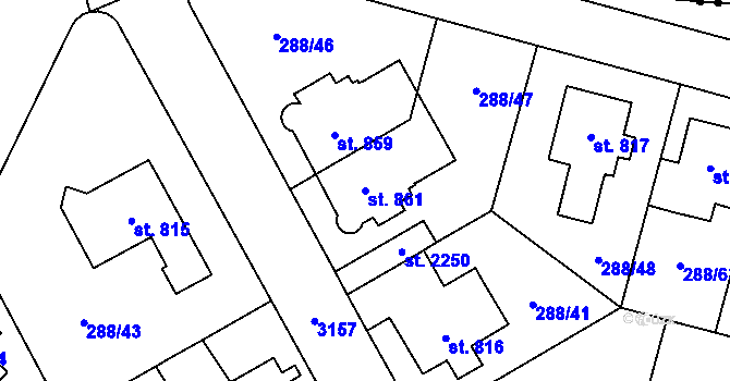 Parcela st. 861 v KÚ Kyjov, Katastrální mapa
