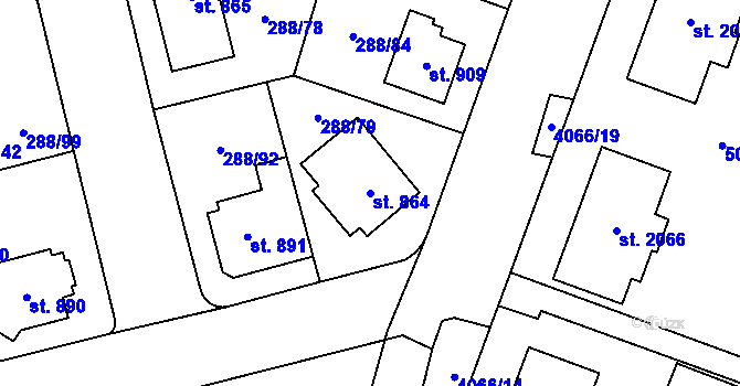 Parcela st. 864 v KÚ Kyjov, Katastrální mapa