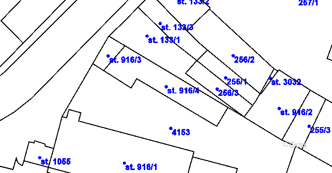 Parcela st. 916/4 v KÚ Kyjov, Katastrální mapa