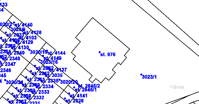 Parcela st. 976 v KÚ Kyjov, Katastrální mapa