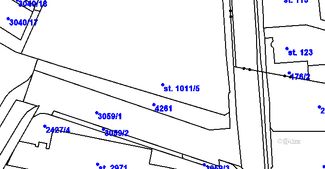 Parcela st. 1011/5 v KÚ Kyjov, Katastrální mapa