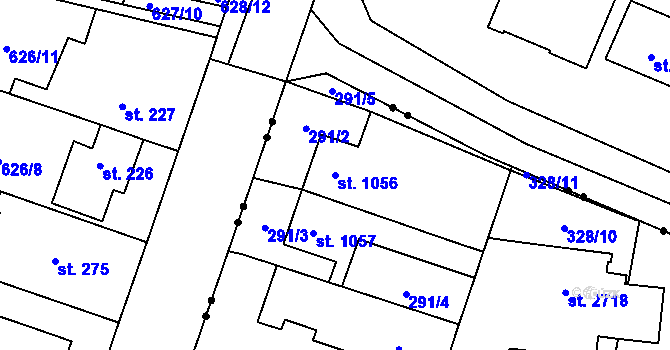 Parcela st. 1056 v KÚ Kyjov, Katastrální mapa