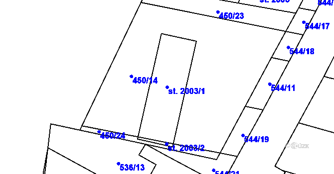 Parcela st. 2003/1 v KÚ Kyjov, Katastrální mapa