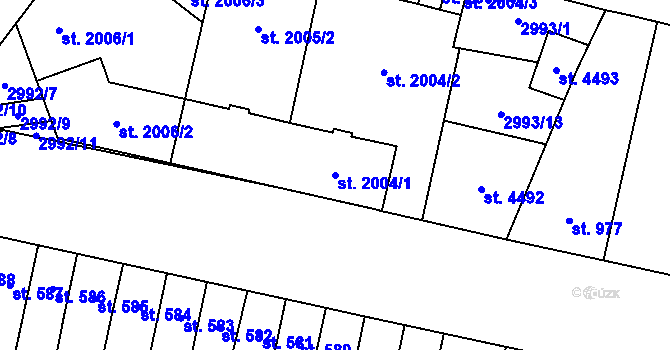 Parcela st. 2004/1 v KÚ Kyjov, Katastrální mapa