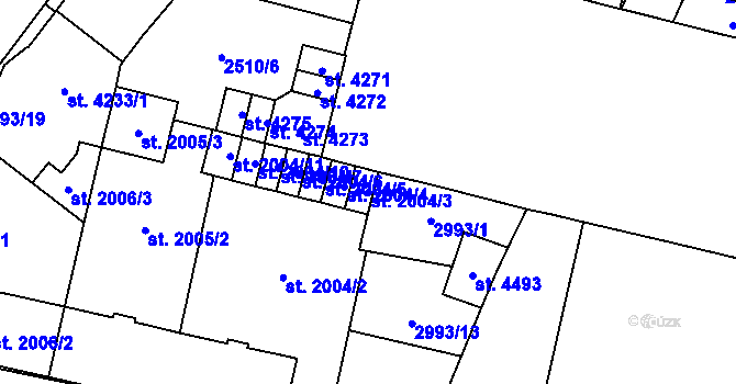 Parcela st. 2004/3 v KÚ Kyjov, Katastrální mapa