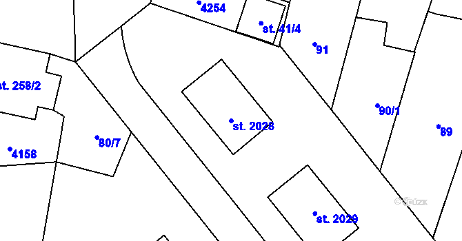 Parcela st. 2028 v KÚ Kyjov, Katastrální mapa