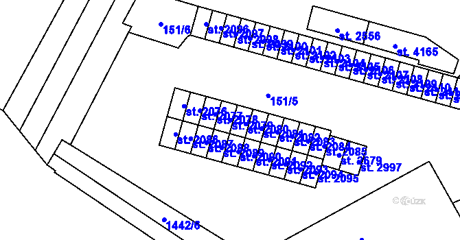 Parcela st. 2079 v KÚ Kyjov, Katastrální mapa