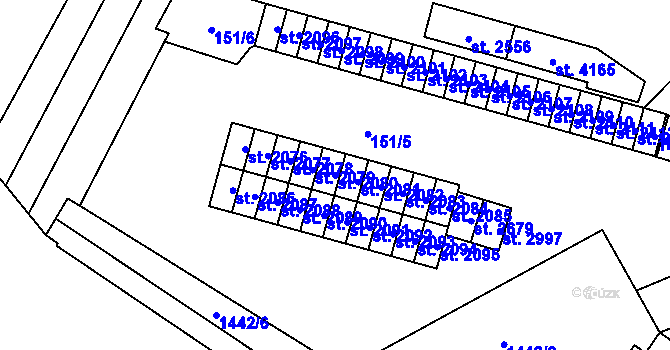 Parcela st. 2080 v KÚ Kyjov, Katastrální mapa
