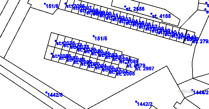 Parcela st. 2083 v KÚ Kyjov, Katastrální mapa