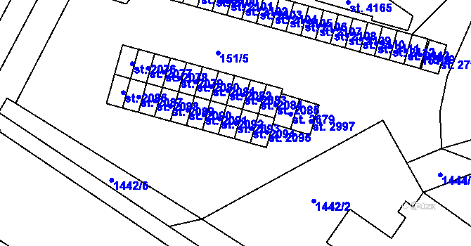 Parcela st. 2093 v KÚ Kyjov, Katastrální mapa