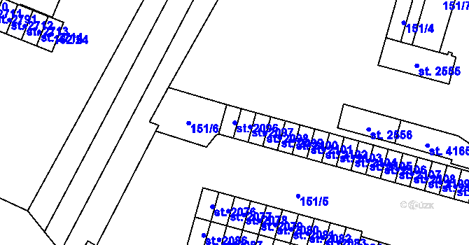 Parcela st. 2096 v KÚ Kyjov, Katastrální mapa