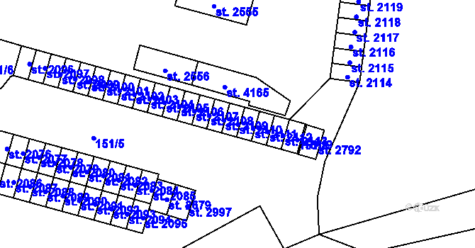 Parcela st. 2110 v KÚ Kyjov, Katastrální mapa